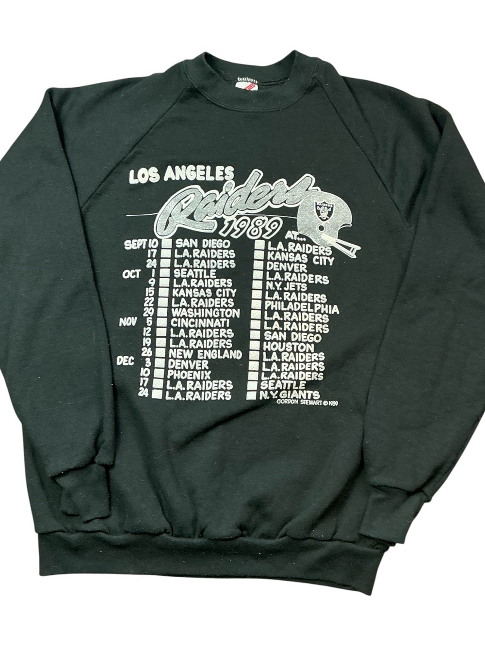 Vintage 1989 Los Angeles Raiders NFL raglan sleeve crewneck USA made SZ M/L